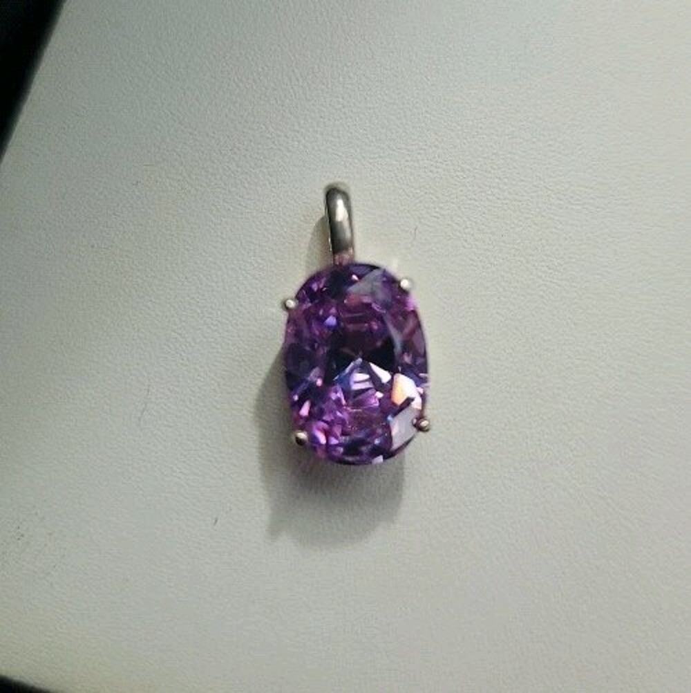 Sterling Silver 925 Light Purple Stone Pendant Oval